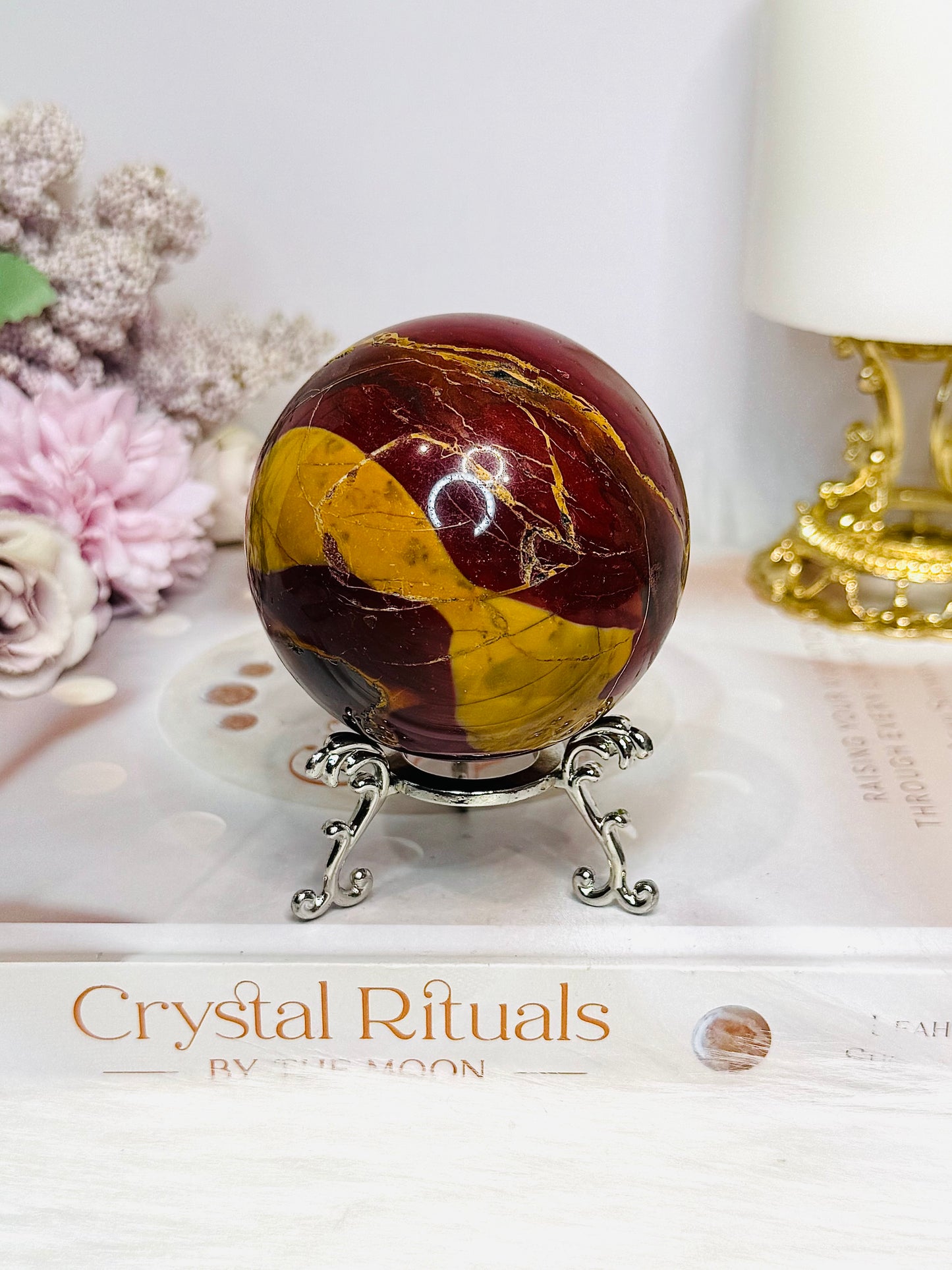 Large Mookaite Jasper Sphere on Stand 330g