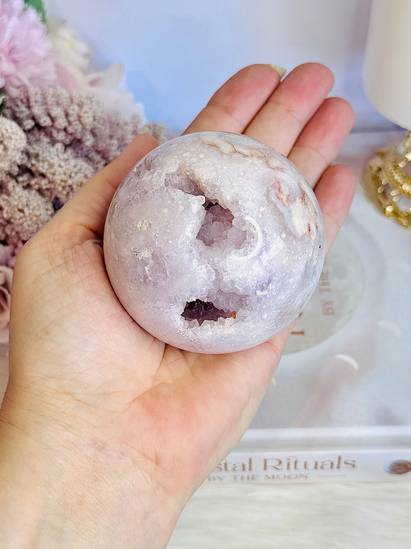 Gorgeous Large 392gram Pink Amethyst Druzy Sphere on Stand From Argentina