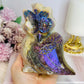 Large 683gram Aura Quartz Owl ~ See Back For Amazing Cluster Detail