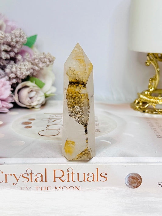 Dentrictic Leaf Rose Quartz Tower 8cm