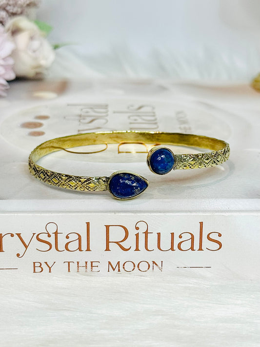 Lapis Lazuli Brass Cuff Bangle