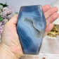 Druzy Agate Carved Coffin 12.5cm On Stand