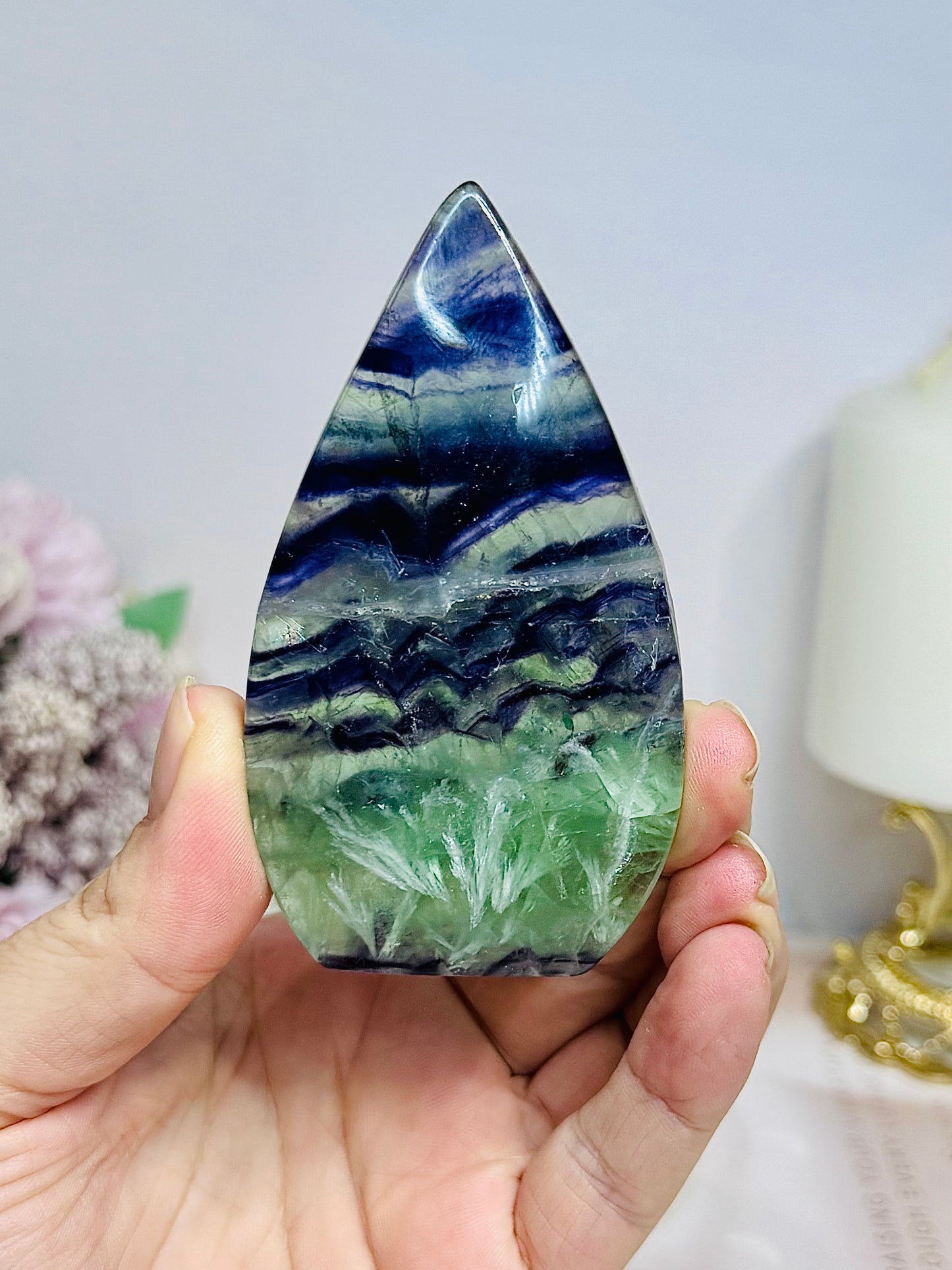 Feather Fluorite Flame 9cm