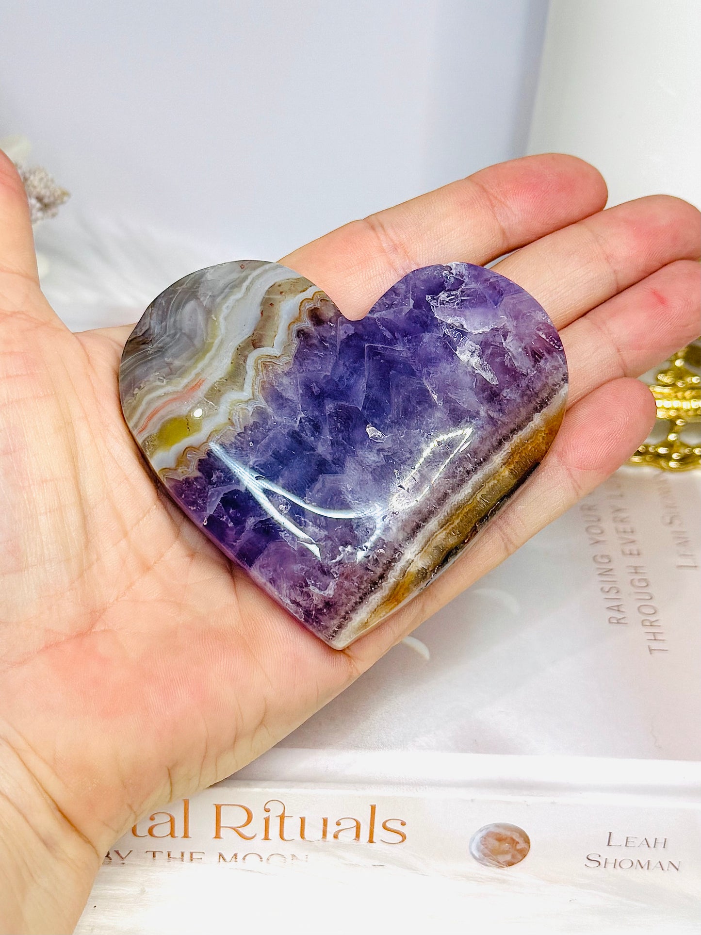 Crazy Lace Amethyst Heart on Stand 7.5cm