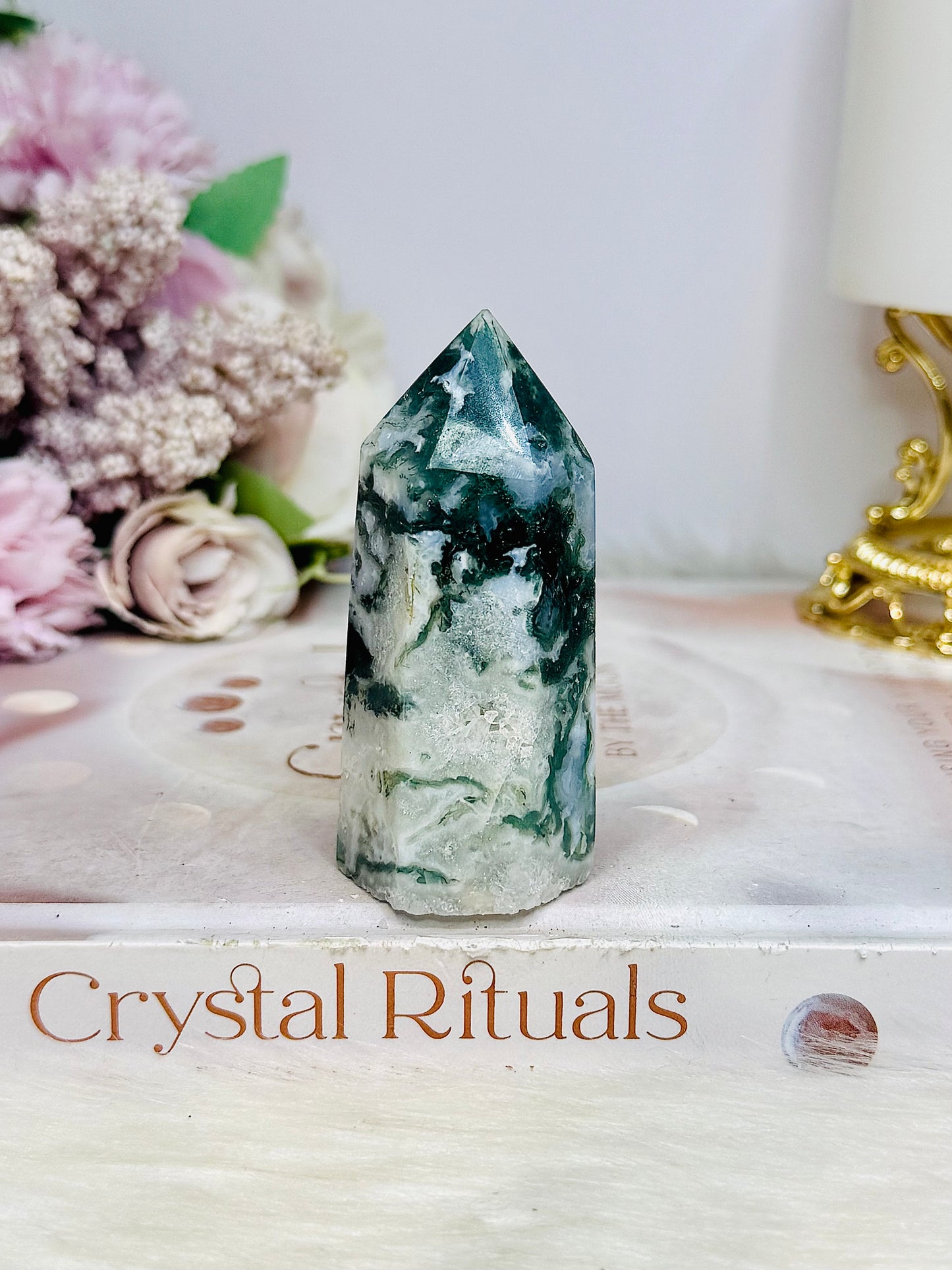 Moss Agate Chunky Tower 7.5cm