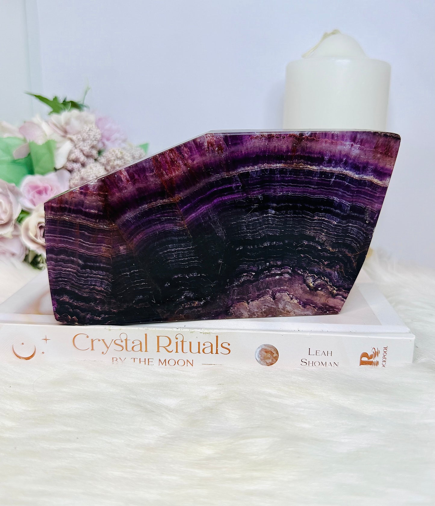 Natural Large Purple Fluorite Slab 16.5cm 550g (reduced as slab has scratches)