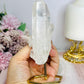 Clear Quartz Natural Tower on Gold Stand 14cm