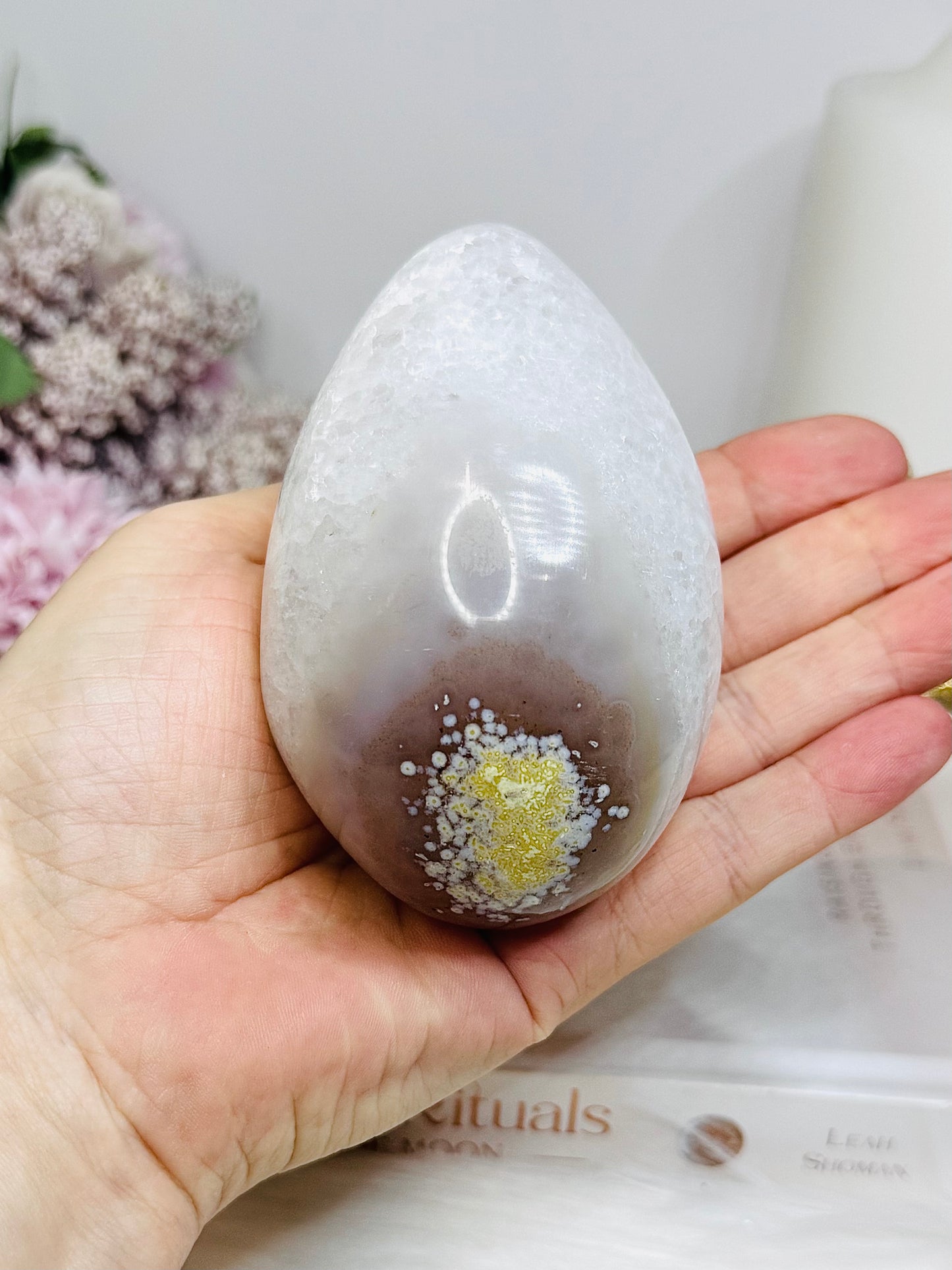 Large Druzy Agate Egg on Stand 9cm 423g