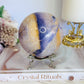 High Grade Rare Incredible Large Natural Tiffany Stone Carved Sphere On Stand 8cm 678grams