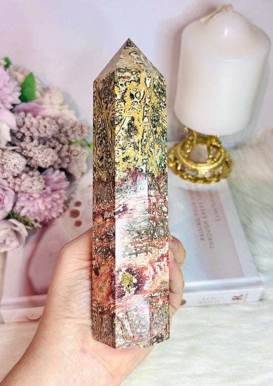 Large Leopardskin Jasper Chunky Tower 18.5cm
