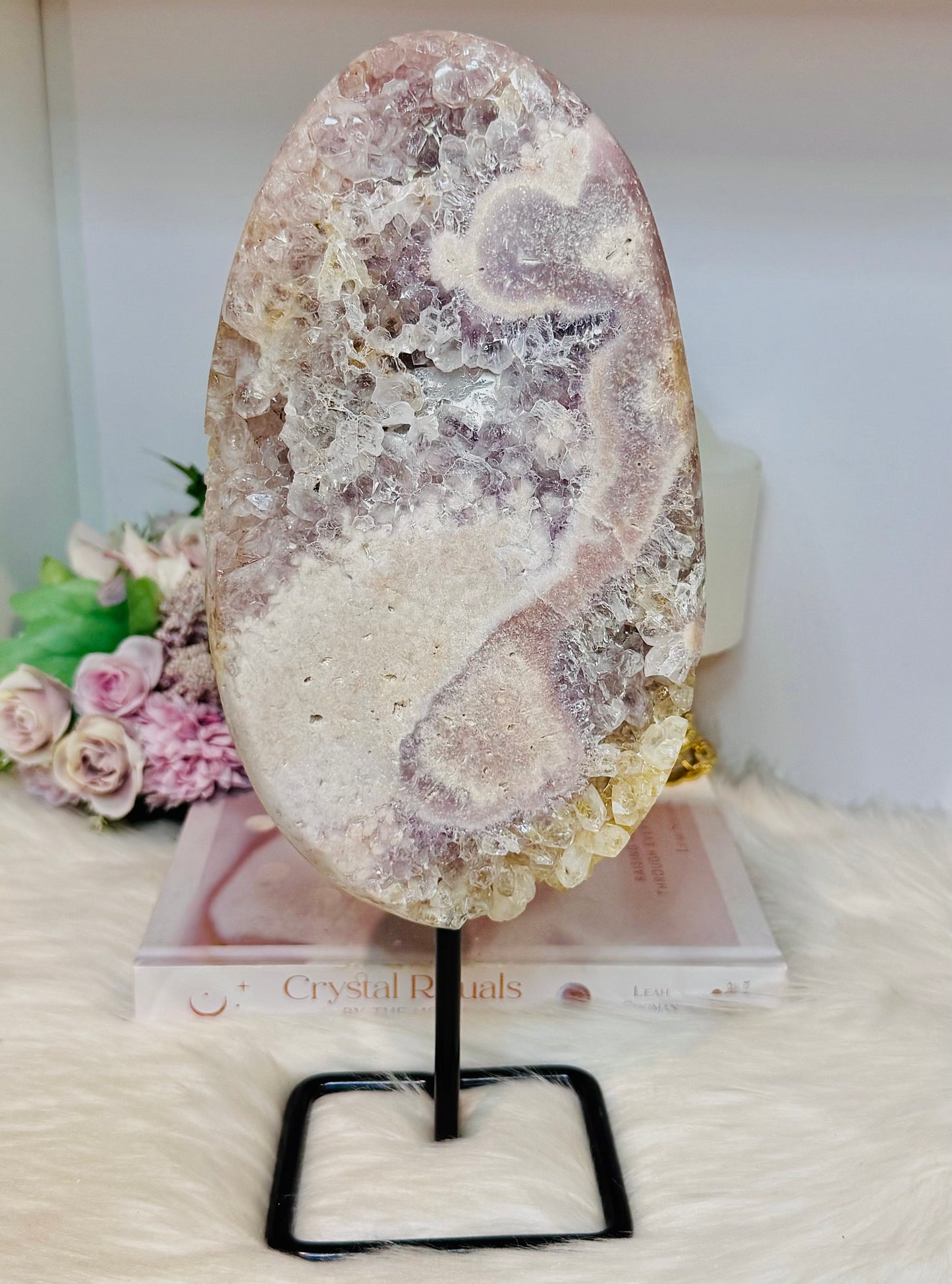 Huge Druzy Pink Amethyst Slab on Stand Full of Crystallisation 1.78KG 31cm