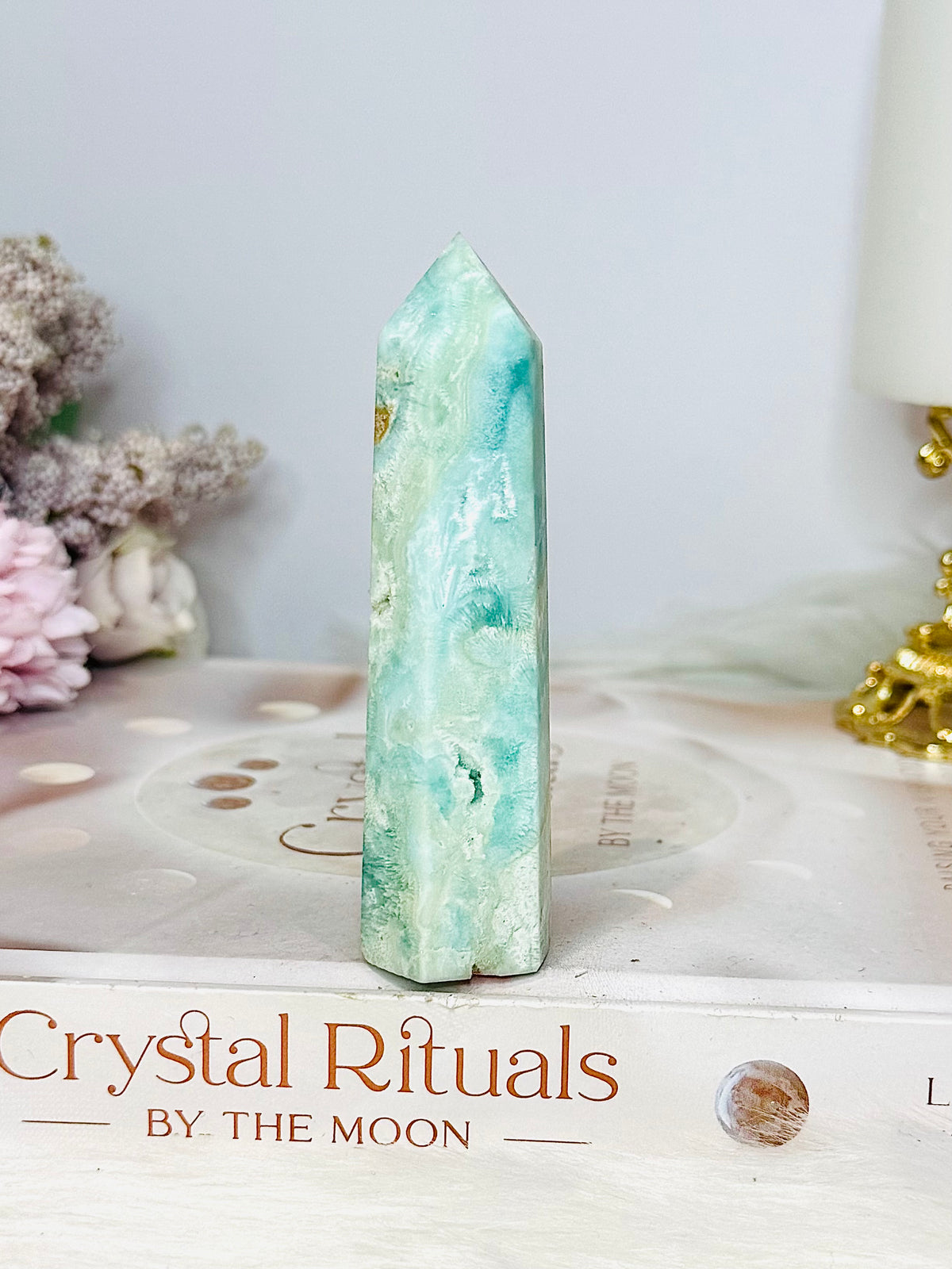 Blue Hemimorphite Druzy Tower 9cm