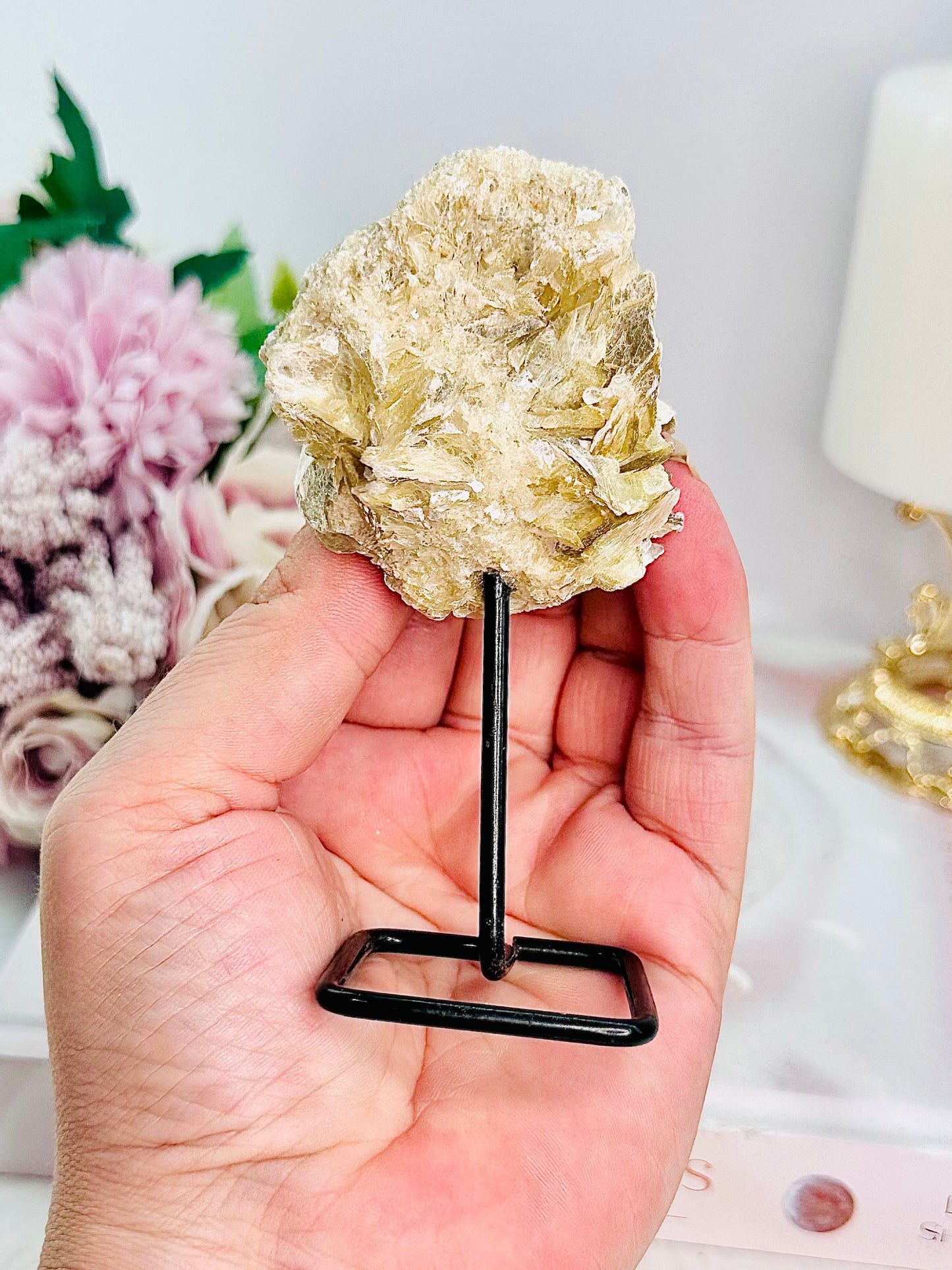 Gorgeous Natural Gold Mica Specimen On Stand