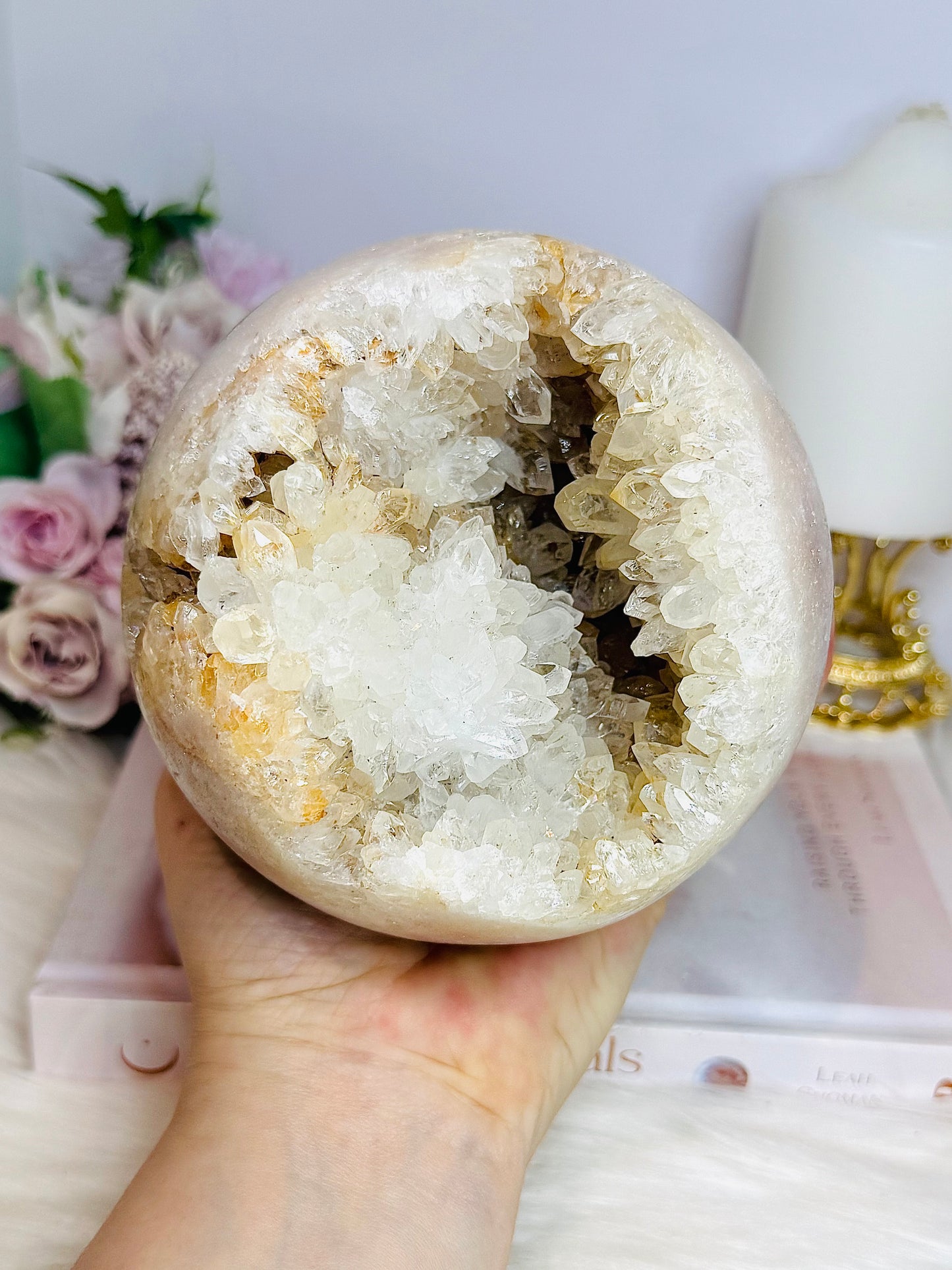 Huge Pink Amethyst Druzy Geode Sphere 11cm 1.86KG