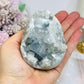 Large Blue Celestite Egg On Stand 521g