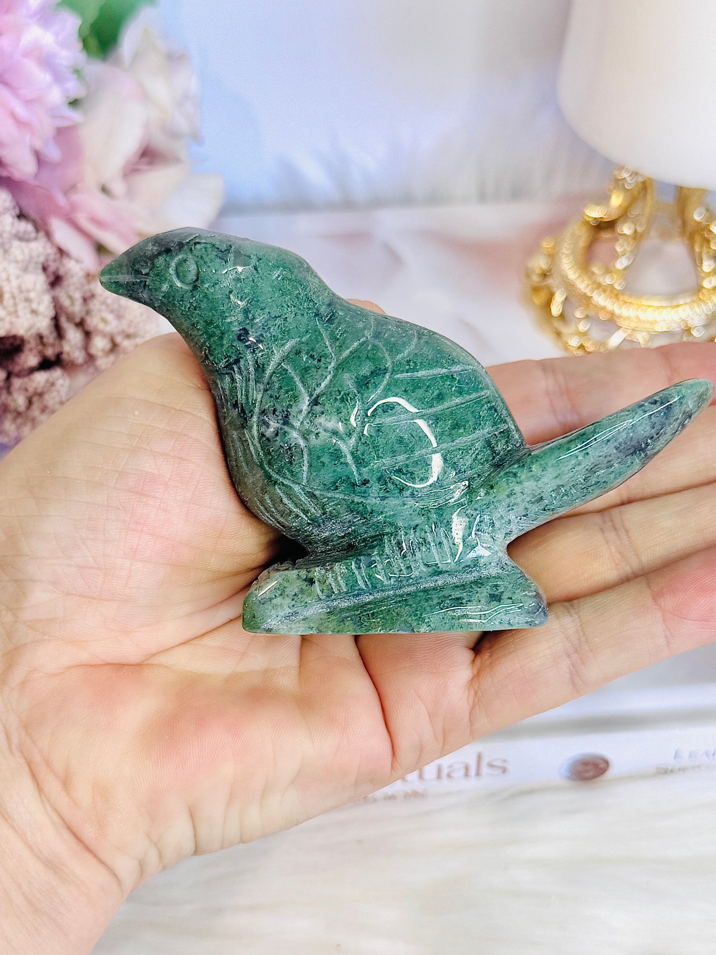 Stunning 10.5cm Ocean Jasper Carved Bird