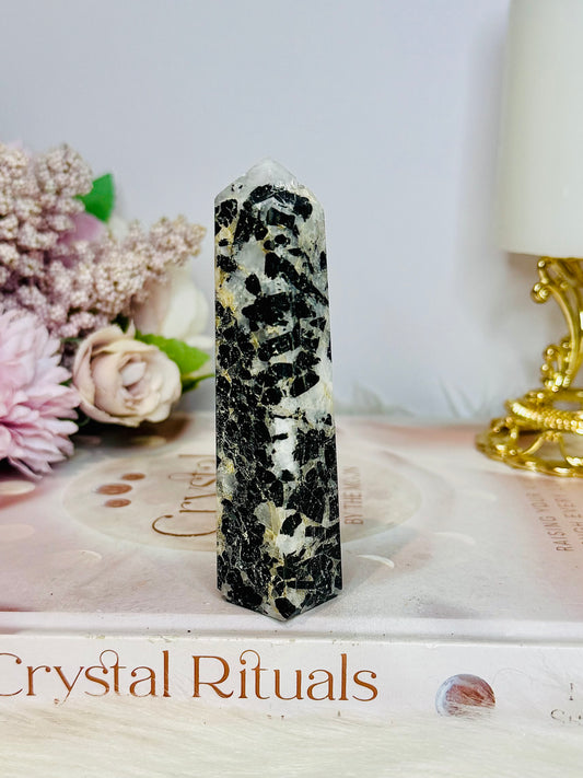 Black Tourmaline In Quartz Tower 10cm