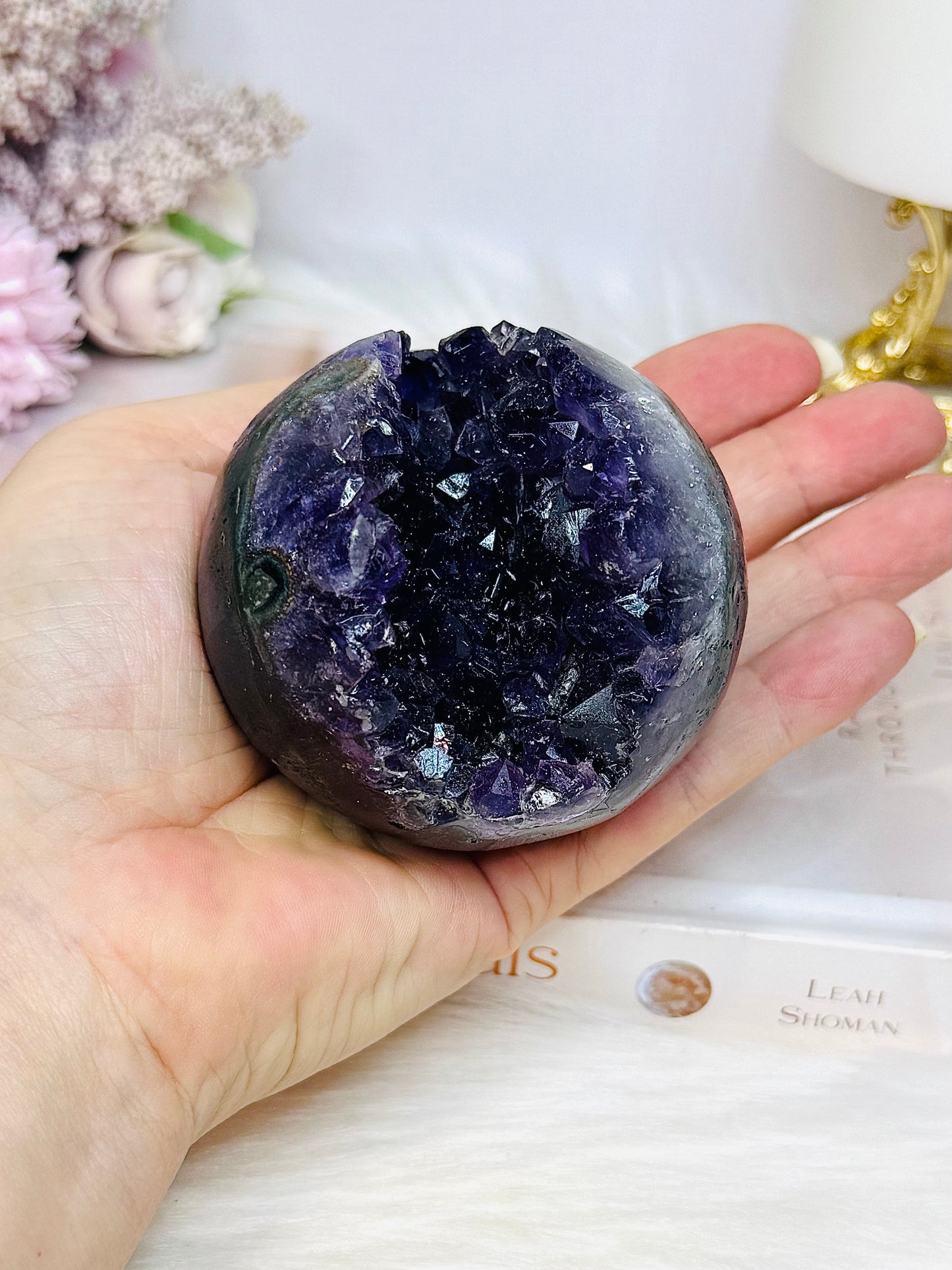 Large Druzy Amethyst Sphere on Stand 359g