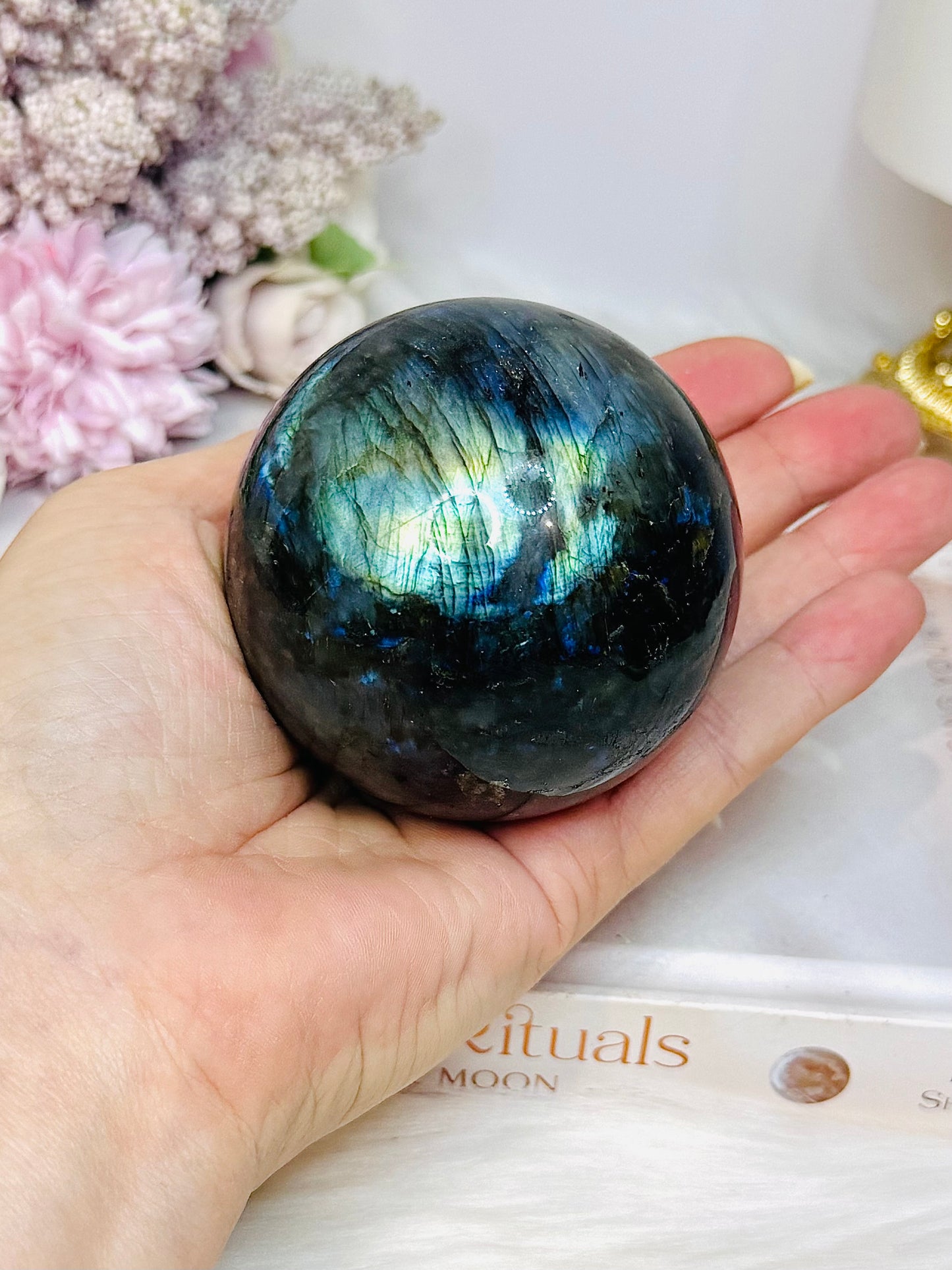 Large Labradorite Sphere On Stand 436g