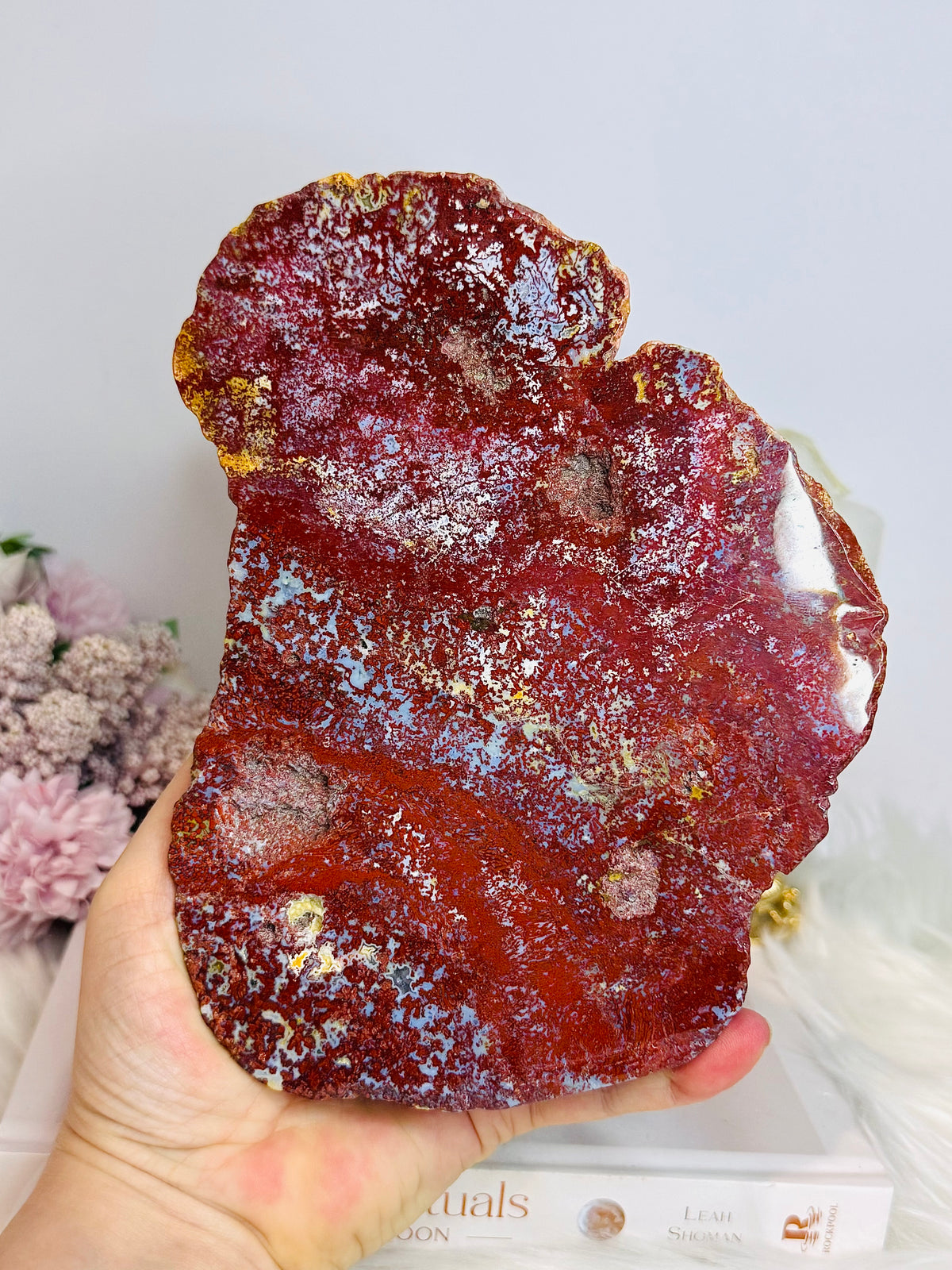Large High Grade Ocean Jasper Druzy Slab On Stand 19cm 913g
