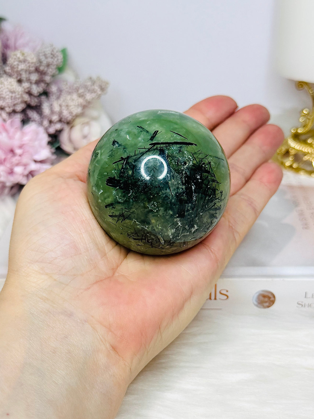 Prehnite Sphere On Stand 318g