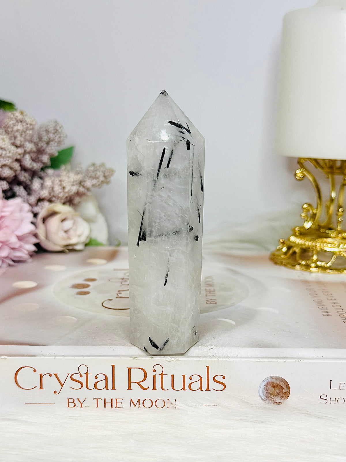 Black Tourmaline In Quartz Tower 9.5cm