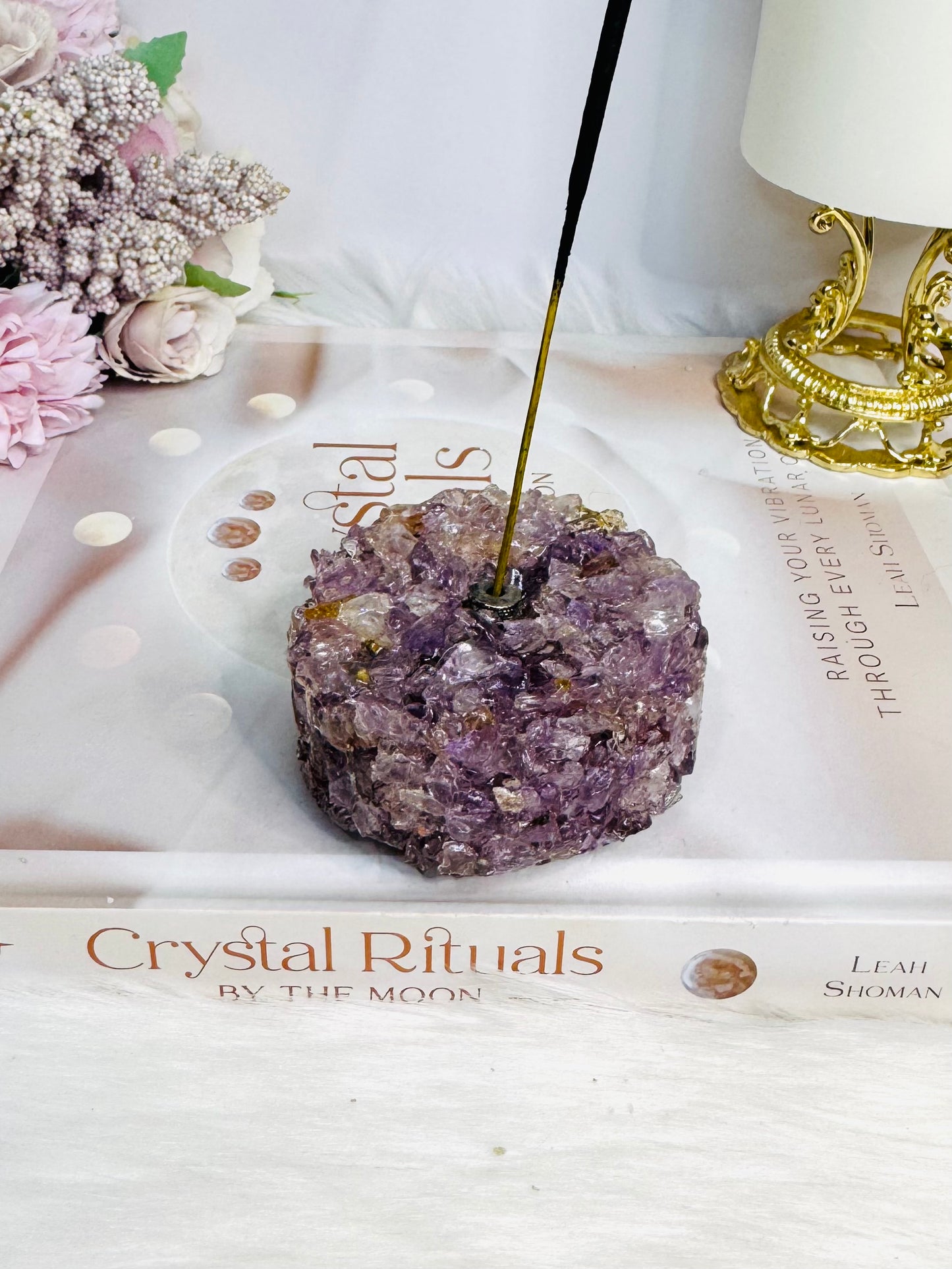 Resin Amethyst Incense Holder 7cm