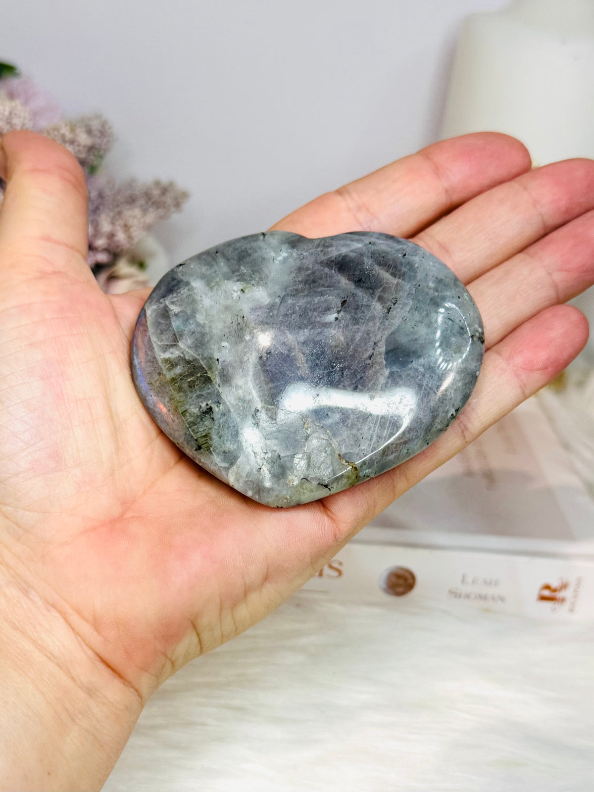Labradorite Heart with Purple Flash 8cm