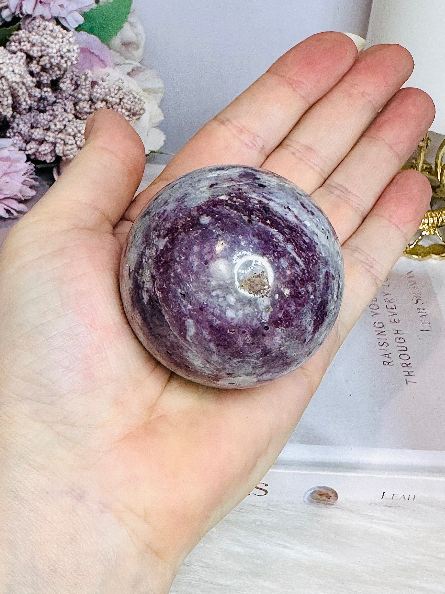 Pink Tourmaline Sphere on Stand 224g