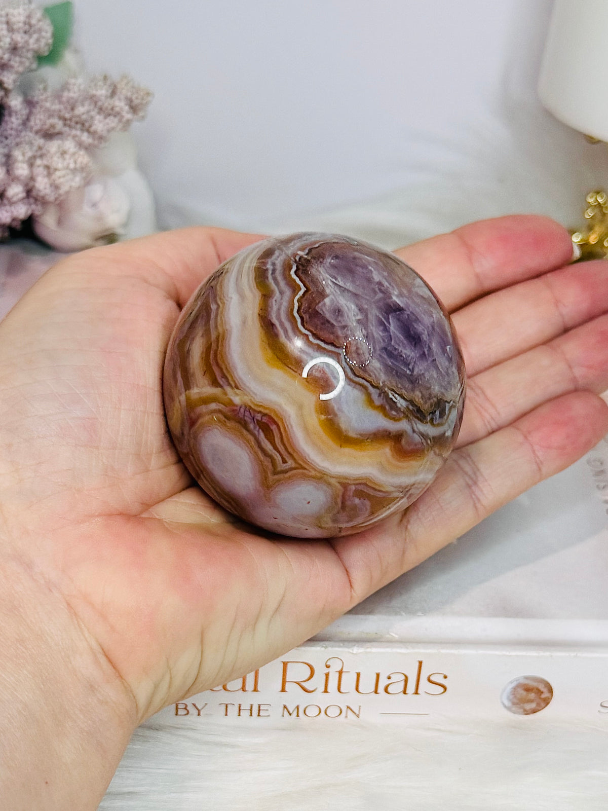 Amethyst X Agate Sphere on Stand 276g