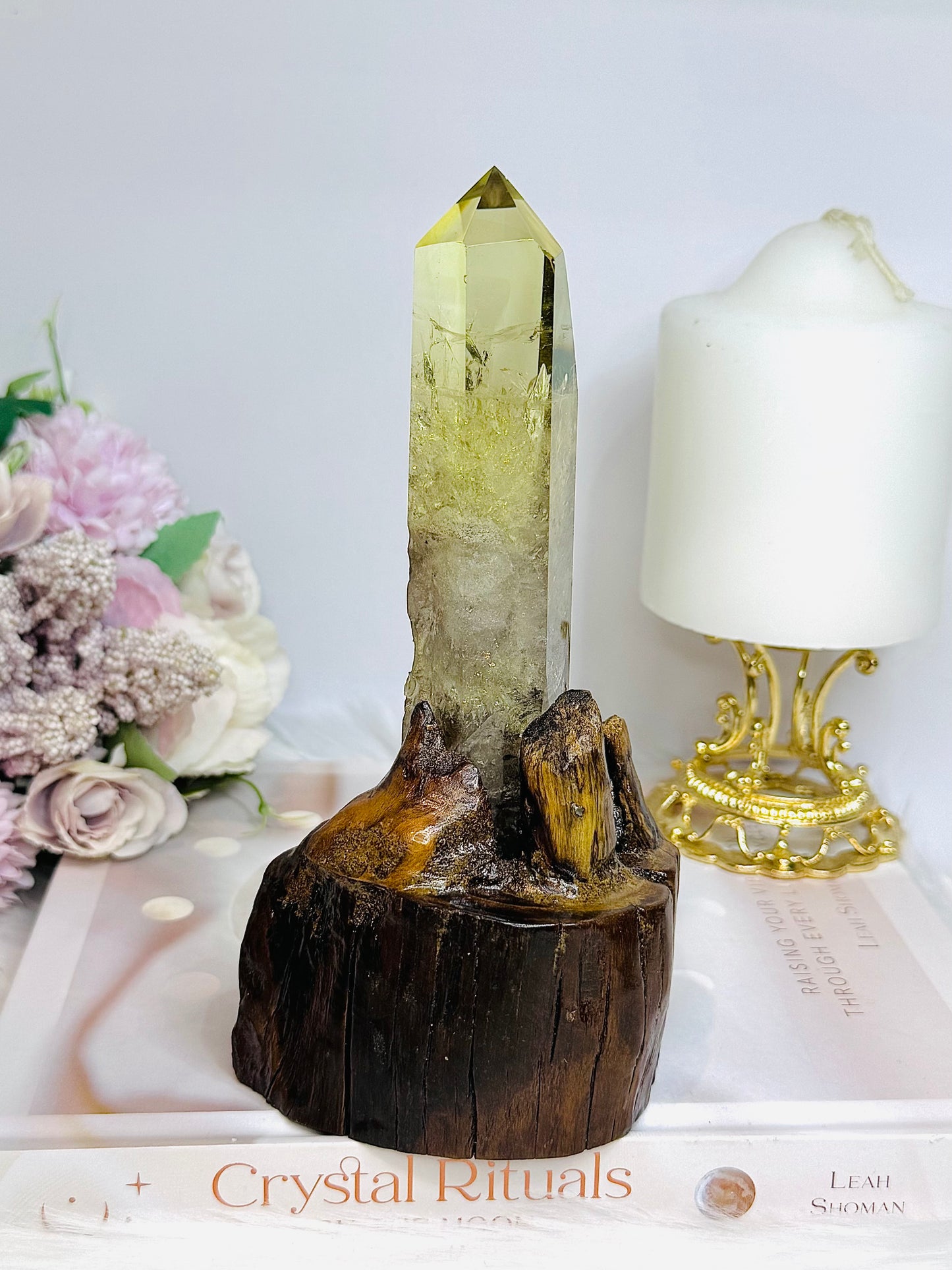 Citrine Tower in Timber Base 17cm
