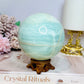 Large Caribbean Calcite Sphere 829g On Stand