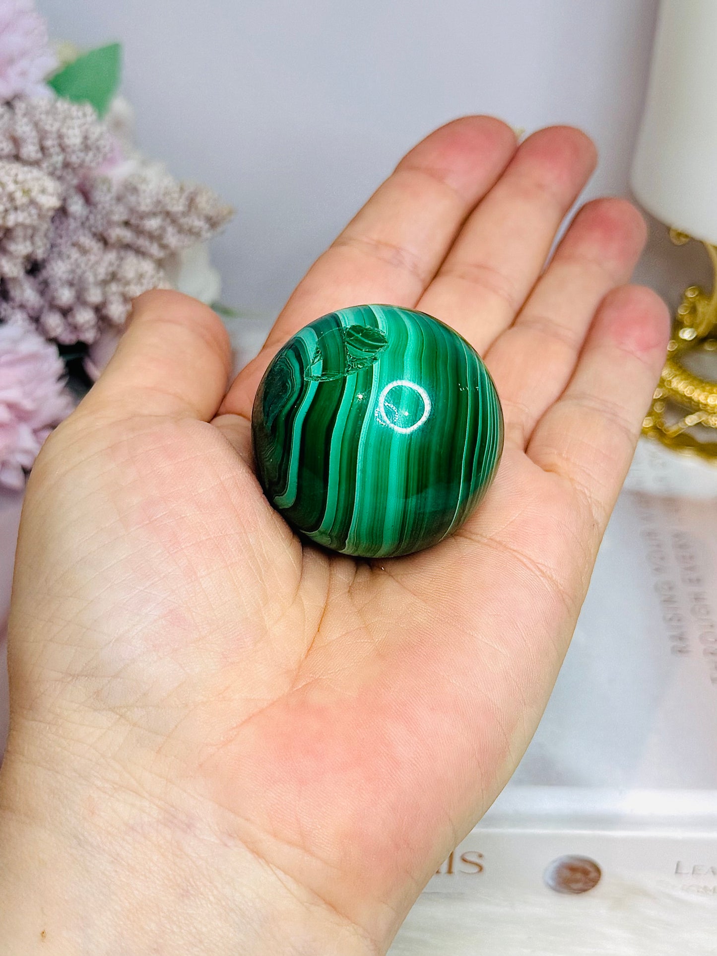 Natural Malachite From Congo Sphere on Stand 131g