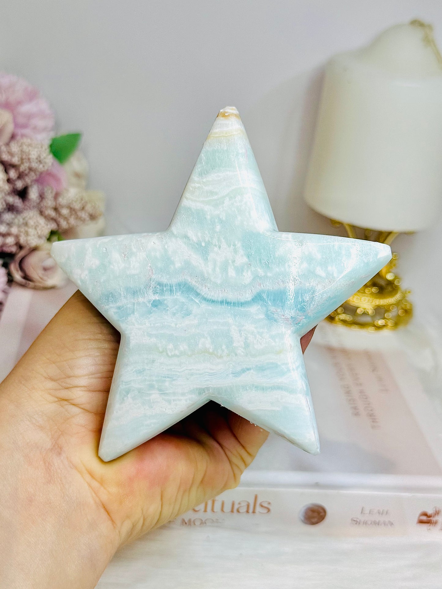 Large Caribbean Calcite Star on Stand 11.5cm