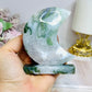 Moss Agate Druzy Moon On Stand 10cm 262g