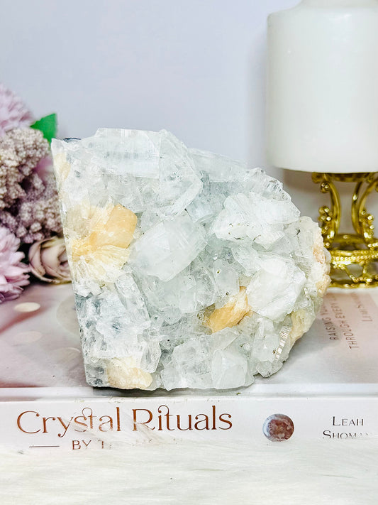 Large Natural Apophyllite with Calcite Freeform 640g