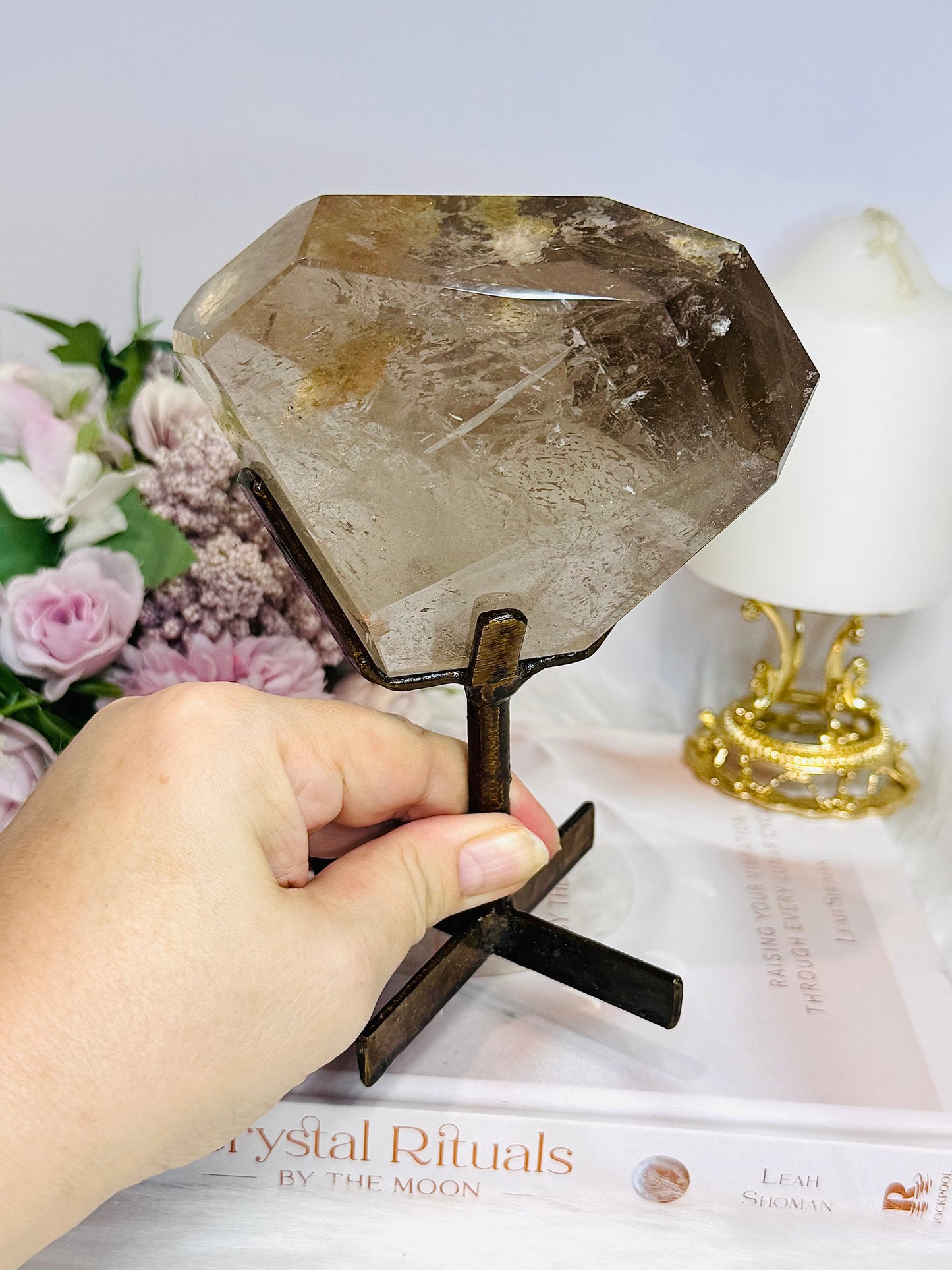 Natural Large Smokey Quartz Freeform On Stand from Brazil 15.5cm 667g