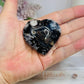 Black Flower Agate Heart