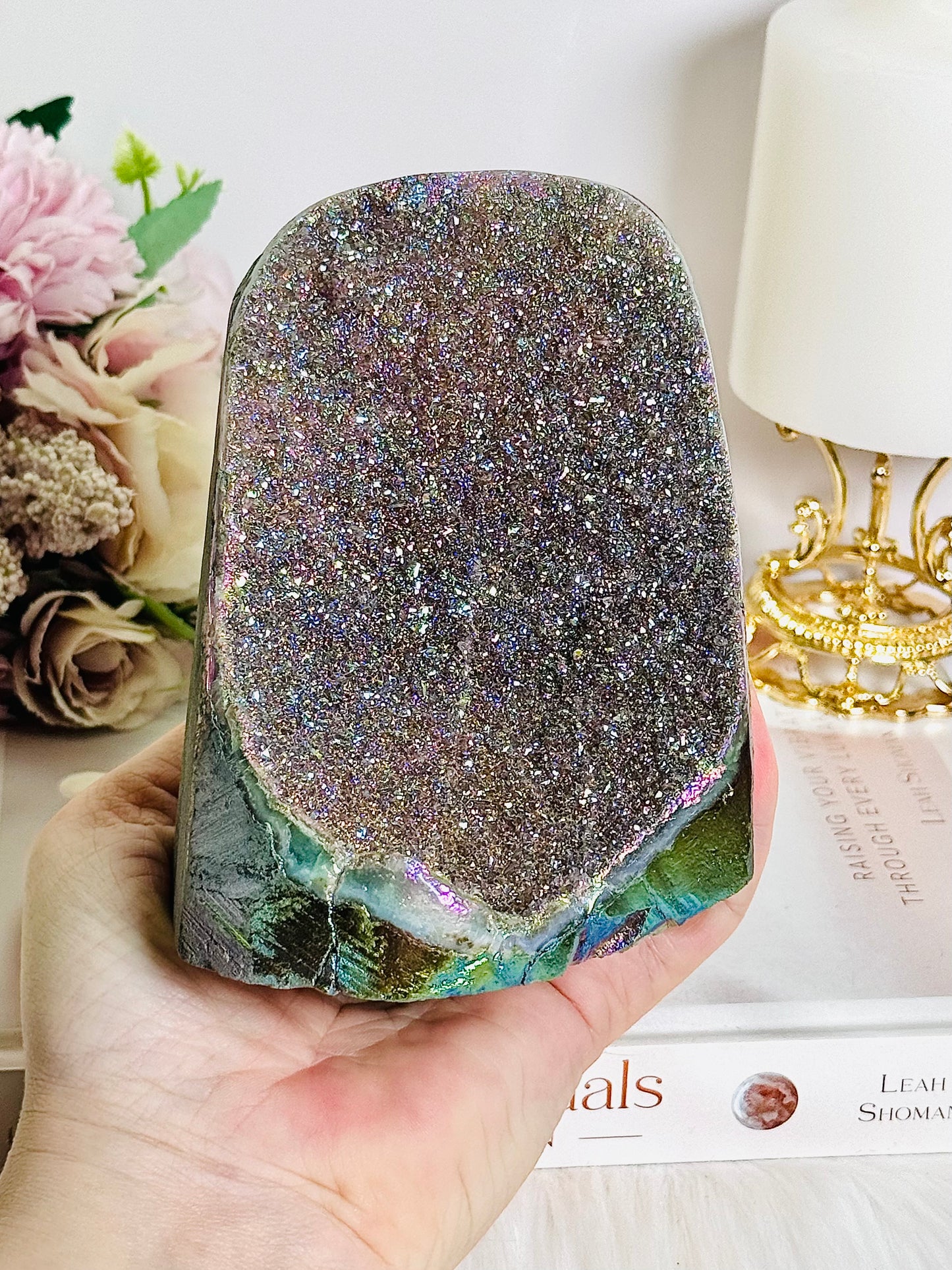 Bright Sparkling Angel Aura Amethyst Base Cut Cluster 11cm 731grams