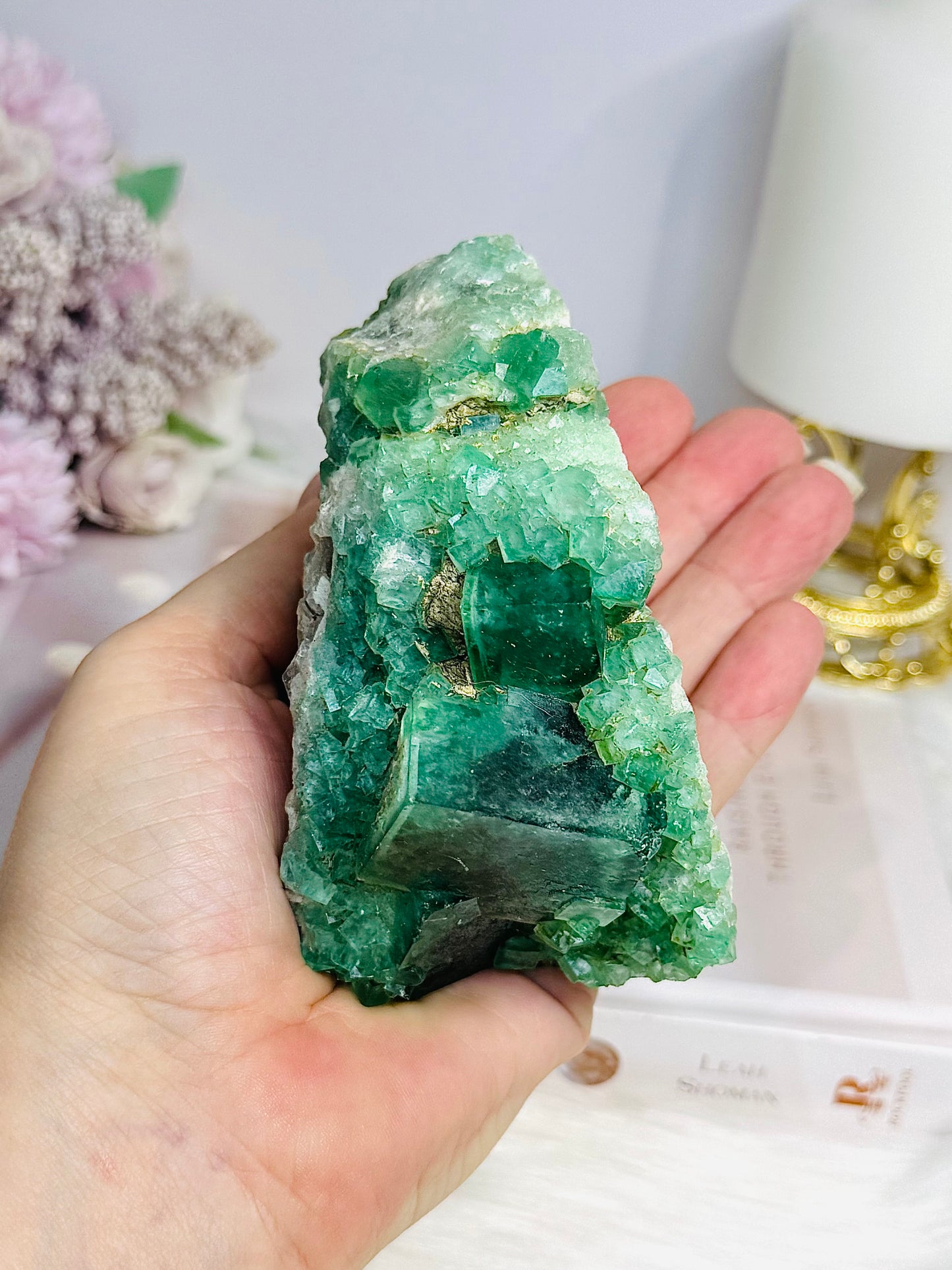 Natural Green Cubed Fluorite Specimen 505g