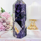 Large 16cm Chunky 865gram Purple Root Fluorite Tower