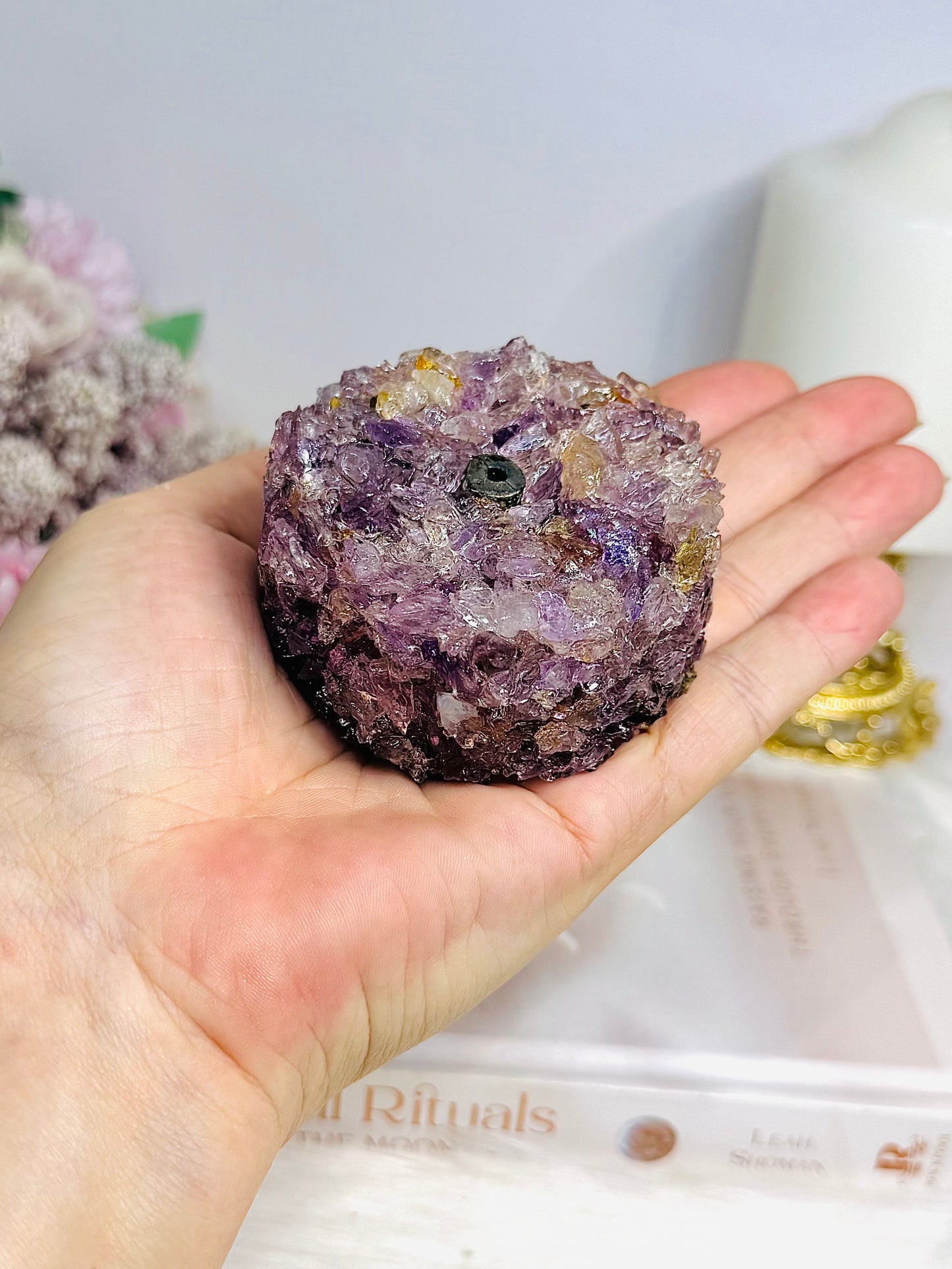 Resin Amethyst Incense Holder 7cm