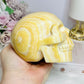 Large Orange Calcite Carved Skull 11.5cm 1.01KG