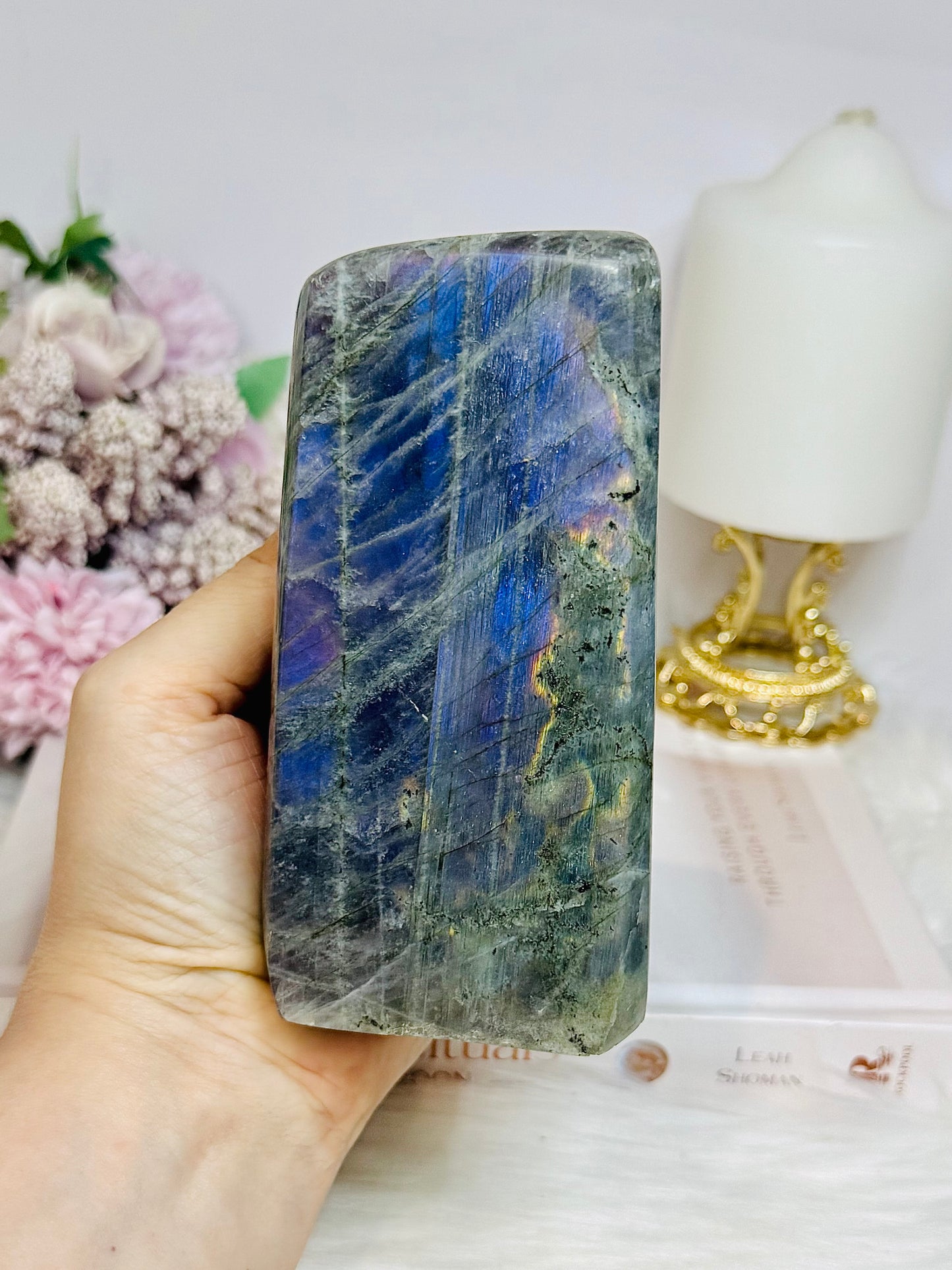Purple Flash Labradorite Freeform 12cm 835g (flash looks blue in pics but is purple)