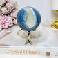 Rare Blue Coral Fossil Sphere on Stand 205g