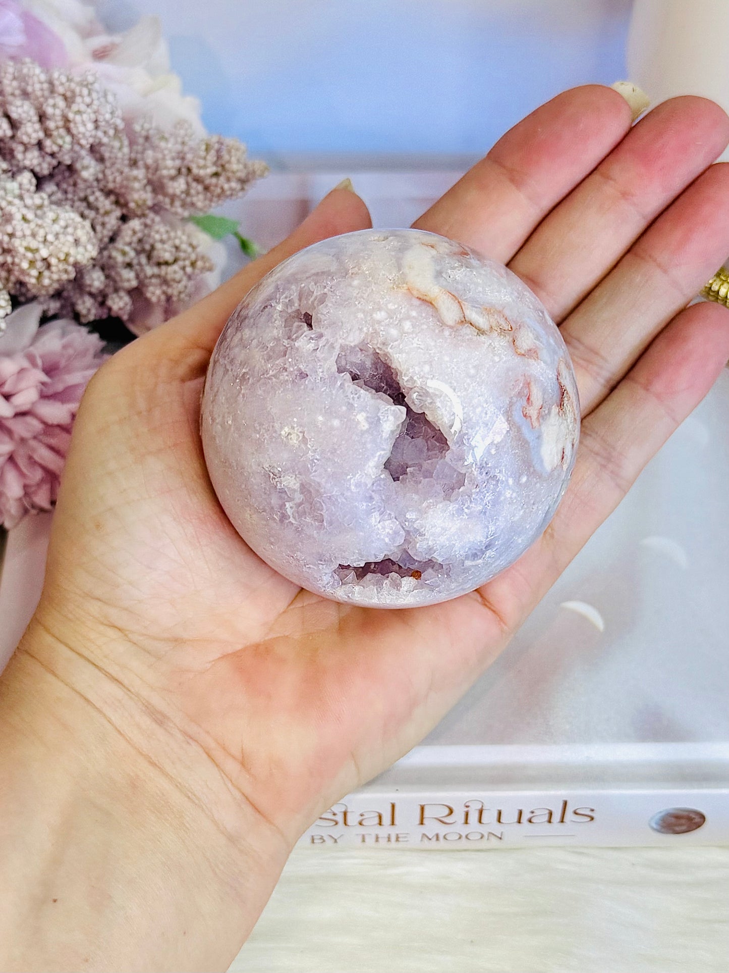 Gorgeous Large 392gram Pink Amethyst Druzy Sphere on Stand From Argentina