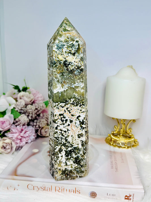 Large Orbicular Ocean Jasper Tower 23cm 915g