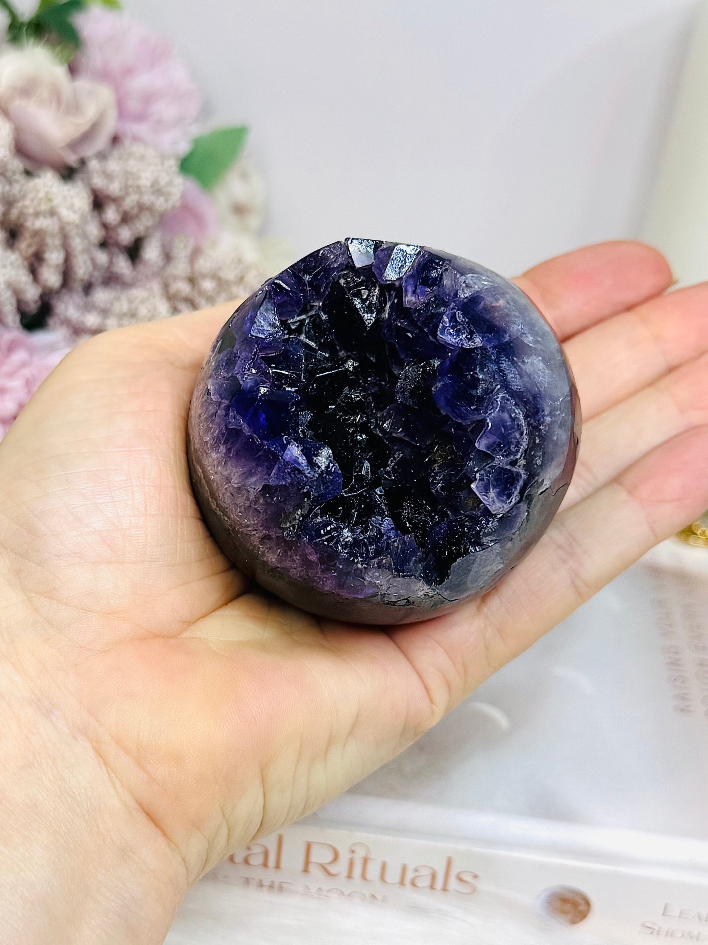 Large Druzy Amethyst Sphere on Stand 306g