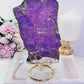 The Stone Of Freedom ~ Incredible Rare Natural Velvet Purpurite Huge Slab On Gold Stand, 22cm (Inc Stand) 683grams