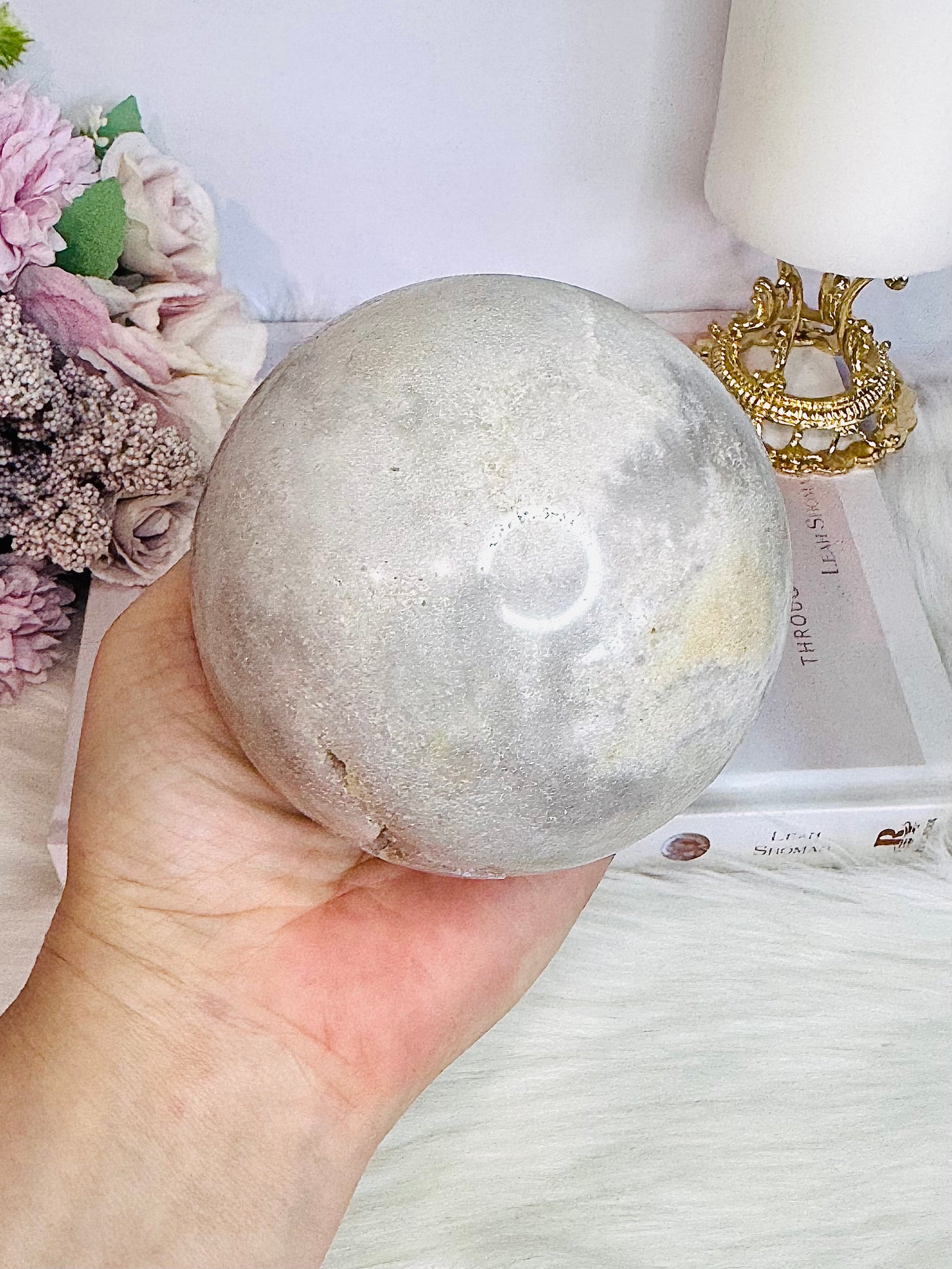 ⚜️ SALE ⚜️ Gorgeous Huge Natural Druzy Pink Amethyst Sphere on Stand 921grams